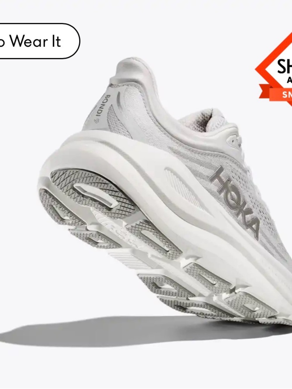 Hoka Women's White and Light Gray Running Sneaker - Picture 3 of 6